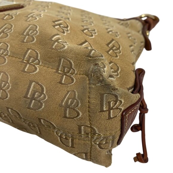 Y2K Dooney Bourke Logo Jacquard Canvas Hobo Shoulder Bag Leather Buckle Strap - Picture 5 of 16